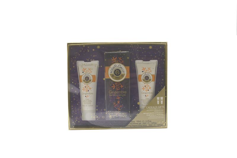 Roger & Gallet Coffret Gingembre 100ml + Gel bain douche 50ml + Lait hydratant pour le corps 50ml
